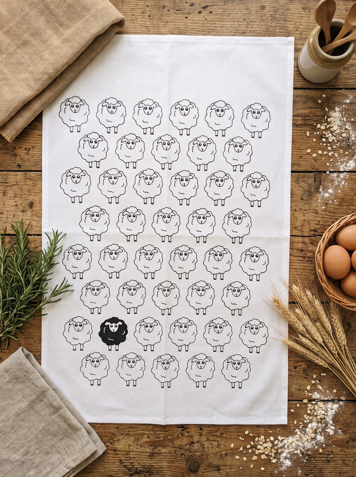 Cotton Tea Towel BLACK SHEEP