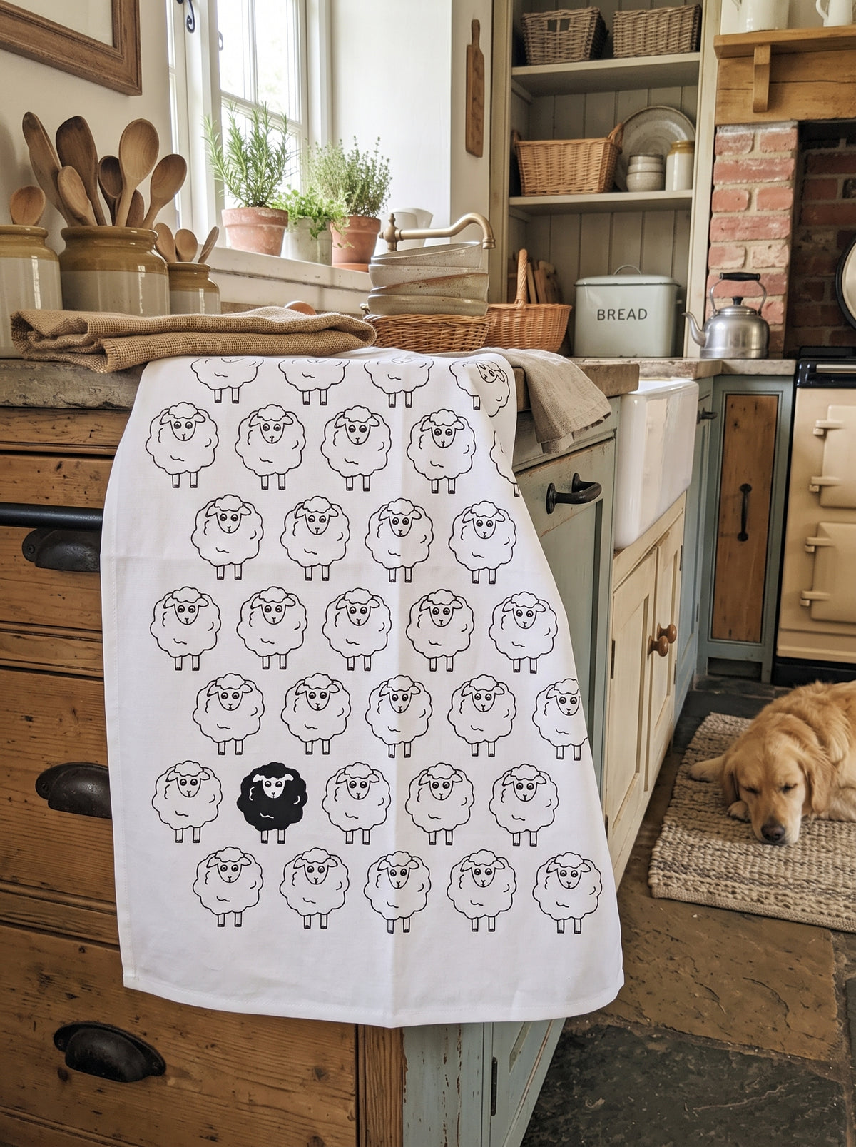 Cotton Tea Towel BLACK SHEEP