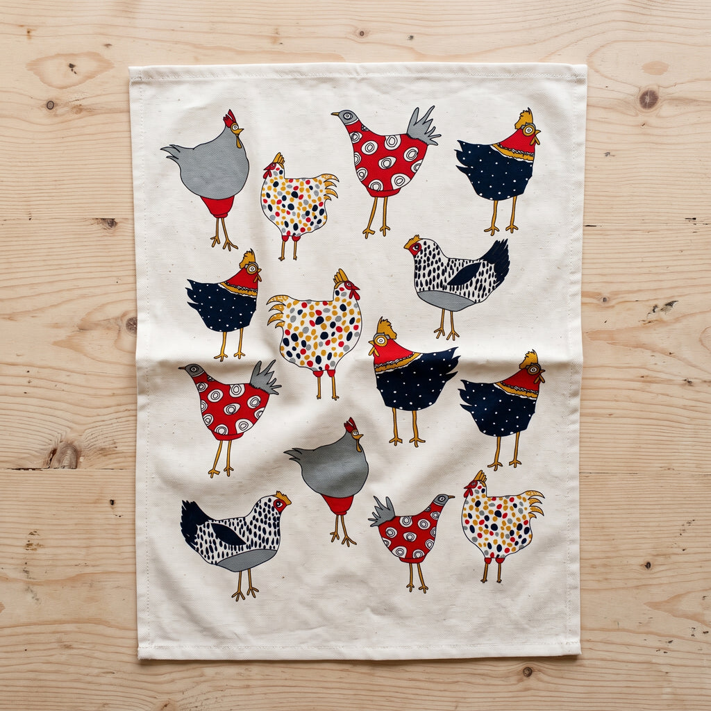 Cotton Tea Towel BOK BOK CHICKENS