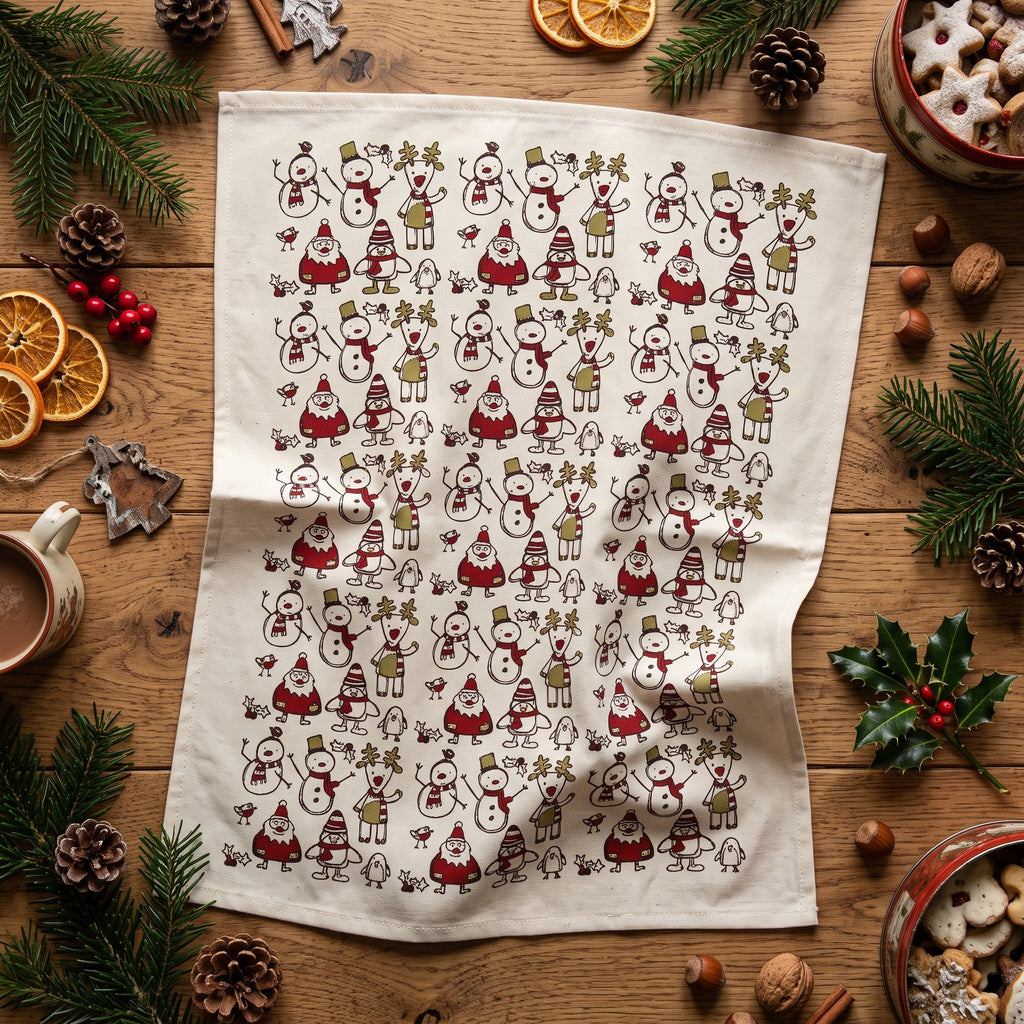 Cotton Tea Towel CHRISTMAS FRIENDS