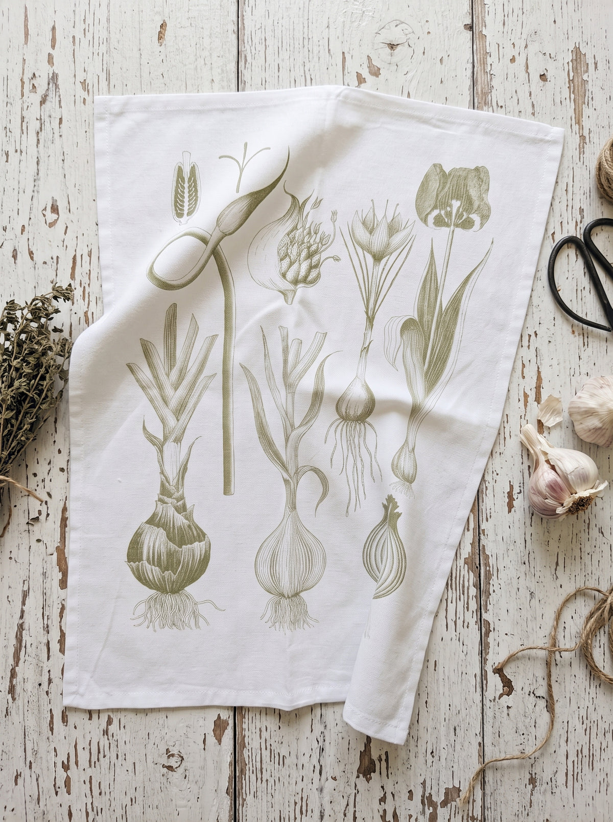 Cotton Tea Towel GREEN BOTANICALS