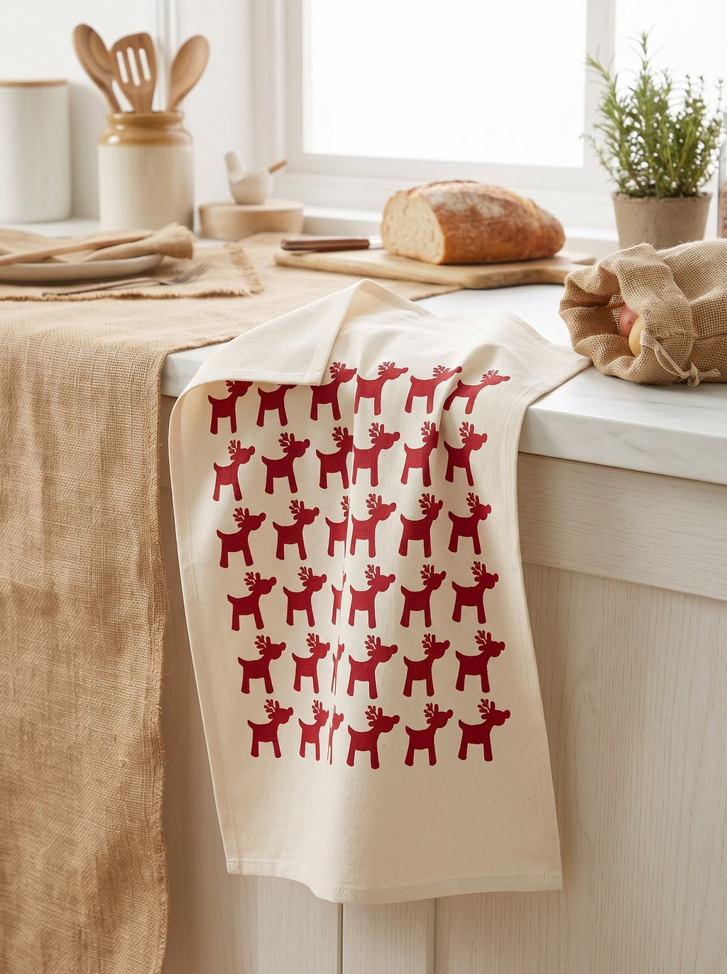 Cotton Tea Towel RUDOLPH