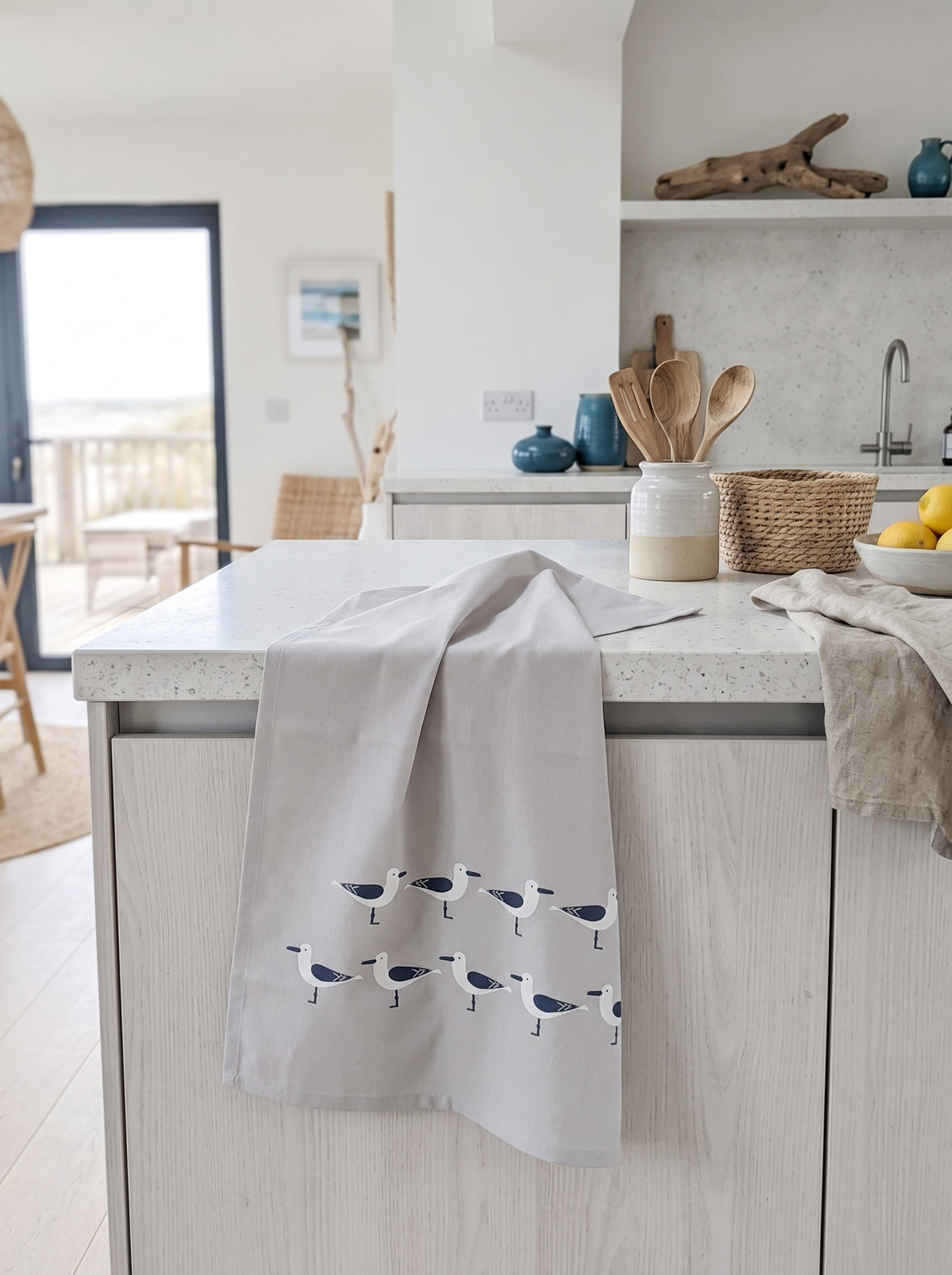 Cotton Tea Towel SEAGULL SPLASH
